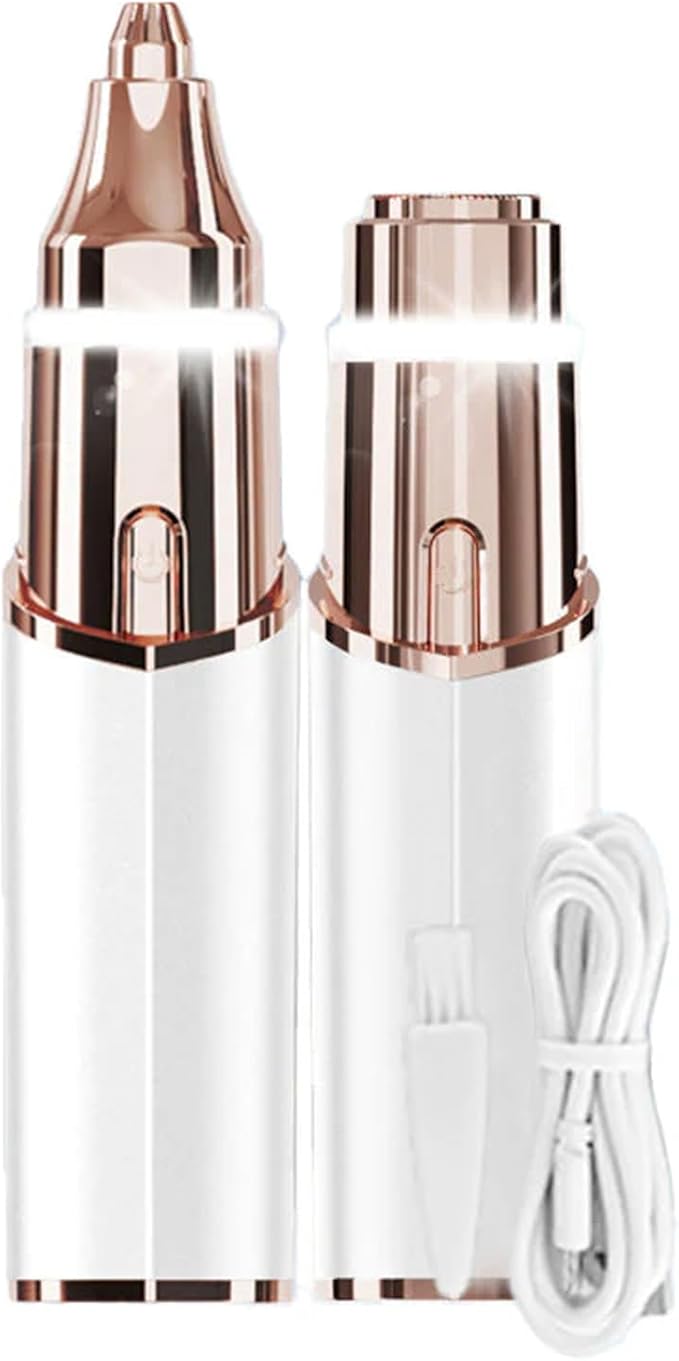 Portable 2-in-1 Facial Shaver,Type-C Rechargeable Women Shaver, Women Eyebrow Trimmer with Built-in LED Light. (White)