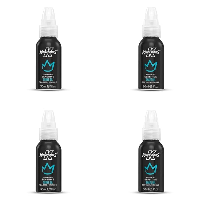 King of Shaves Sensitive Advanced Shaving Oil With Handy Pump QUAD PACK 1.01 fl oz