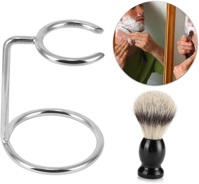 FRCOLOR Shave Brush Holder Set Razor Brush Stands Razor and Brush Holder Drip Holder for Shaving Brushes for Home Travel and Professional Use