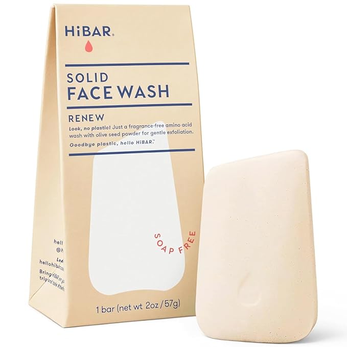 HIBAR - Renew Face Wash Bar - Solid Face Wash - With 12 Unique Amino Acids - Safe For Daily Use & Sensitive Skin - Plastic, Paraben & Soap-Free - Vegan - 1 Bar