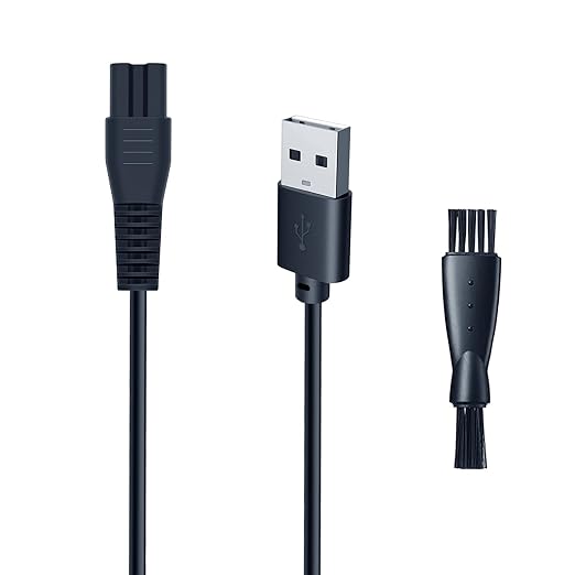 Replacement Charger Cable for SHPAVVER GK-1800/RS8993 - USB-A to DC 5V 1A Fast Charging Cord with Cleaning Brush, Compatible with Shpavver Electric Beard Trimmer Shaver for Travel