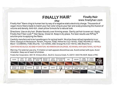 Finally Hair Keratin Hair Building Fibers - 25 Gram 25g 25 g gr gram 25gram Refill (Pure White)
