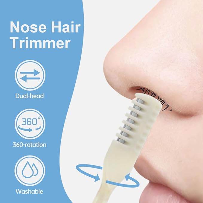 Nasal Hair Cutter, 2025 New Portable Manual Nose Hair Knife, Nasal Hair Trimmer for Men Women, 360 Rotating Nose Hair Removal Tool Travel Essential Halloween Christmas Gifts (Dark Green, 3 Pcs)