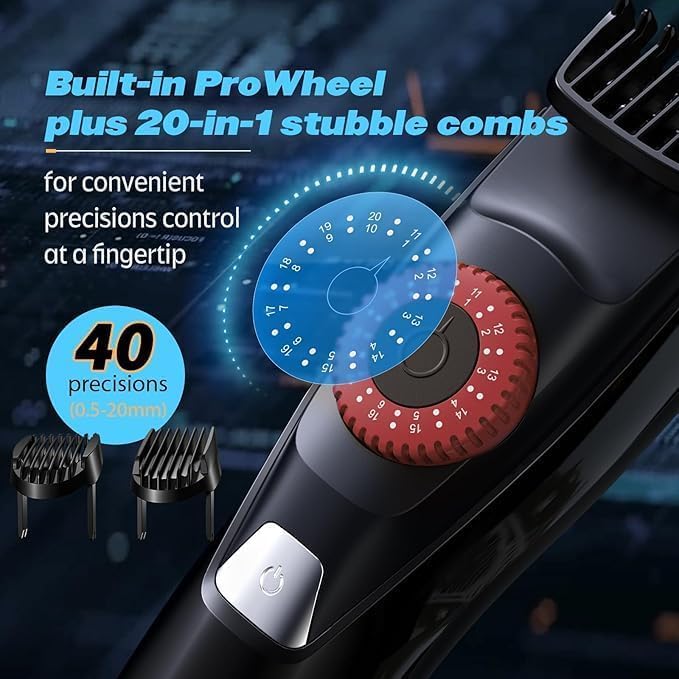 Beard Mustache Trimmer with 3 Attachments, 40 Adjustable Precisions, Waterproof, 240 Min Runtime - Personal Body Hair Trimmer for Men & Women Gift Choice