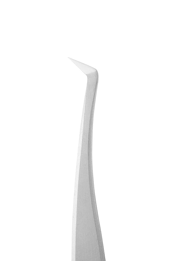 Staleks Pro Professional Eyelash Tweezers EXPERT 40 Type 12 – L-Shaped 65° Tip – Stainless Steel – For Volume Eyelash Extensions 2D–8D