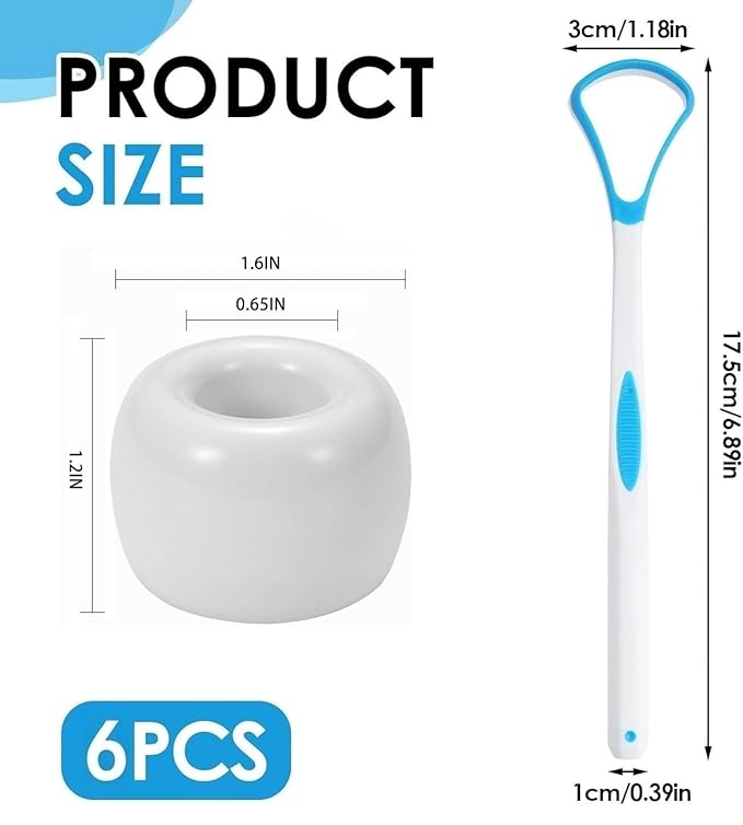 Tongue Scraper Cleaner for Adults Kids with Holder，100% BPA Free Fresher Tongue Tools, Easy to Use, Help Fight Bad Breath(6 Pack)