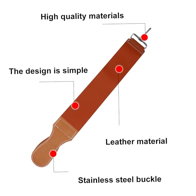 Cowhide Leather Double-layer Razor Strop for Sharpening Straight Razors Professional Barber Use Easy to Hang with Buckle Design Smooth Shaving Blade Enhancement
