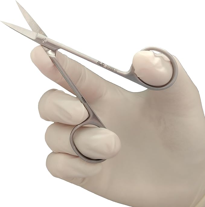 RWD IRIS-Fine Micro Scissors, 4.2 Inch Sharp Tip Straight Iris Medical Scissors, Martensitic Stainless Steel Surgical Scissor, Precision Cutting for Surgical, Dental & Lab, S12005-10