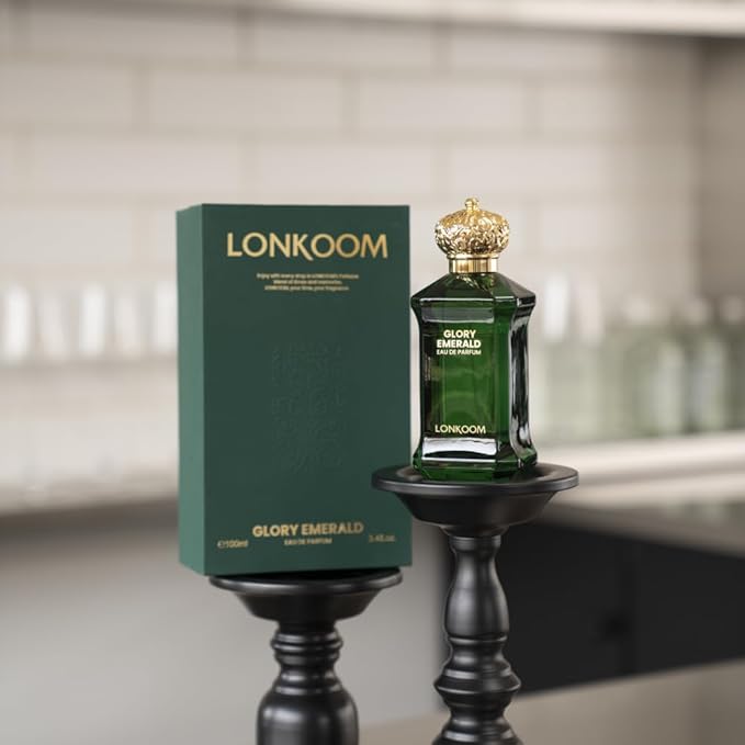 Lonkoom Glory Emerald Perfume for Women Men, 3.4 Fl Oz/100ml Eau De Parfum Spray Unisex Long-Lasting Fragrance, Fruity Notes of Citrus Lemon Cattail Patchouli Amber Rose Sandalwood Seaweed Sedge