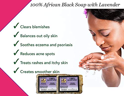 RA COSMETICS 100% Natural Black Soap with Lavender 5oz