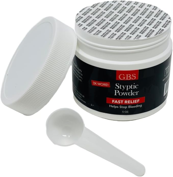 G.B.S Gents Styptic Powder - Quick Stop Bleeding First Aid with Sealed Top & Scoop - Fast Acting Nick Relief for Shaving Cuts, Nosebleeds, Emergency Kit (5oz