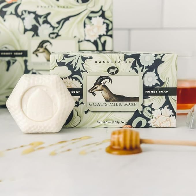 Baudelaire Honey Soap, Goats Milk, 2 Bar Set