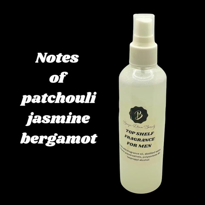Boogie Down Beauty Top Shelf Body Spray for Men, Patchouli Jasmine Bergamot Fragrance