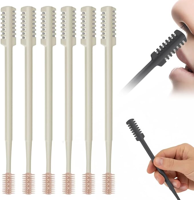 Nasal Hair Cutter, 2026 Upgraded Double Sided Portable Nose Hair Trimmer for Women Men, Travel Essentials Washable Nose Hair Remover Grooming Tool (Beige, 6 Pcs)