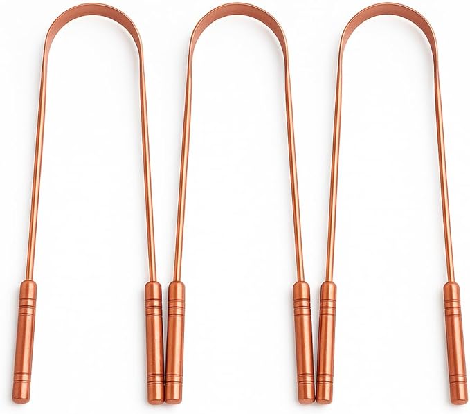 ALADEAN Copper Tongue Cleaner with Case, Pack of 3, Tongue Scraper for Adults, Oral Care & Hygiene (3pc Pack)