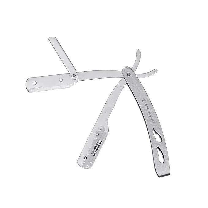 The Shave Factory Straight Edge Razor Kit - with Single Stainless Steel razors (Matte + American Razor)