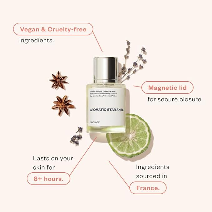 Dossier - Aromatic Star Anise - Eau de Parfum - Inspired by Luxury Perfumes - Pure Infused - For Men - Fragrance 1.7 Fl 0z (Spray 50ml)