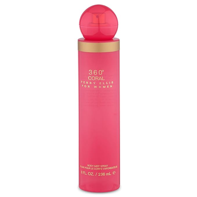 Perry Ellis 360° Coral Body Mist Spray for Women - Perfume for Women, Floral & Fruity Fragrance, EDT, Designer Scent for Her, Long Lasting - 8 fl oz (200 mL)