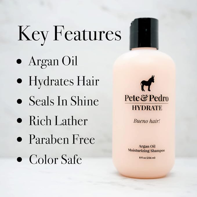 Pete & Pedro HYDRATE and CONDITION Hair Care Set | Argan Oil Moisturizing Shampoo and Hydrating Peppermint Conditioner For Men & Women | As Seen on Shark Tank, 8.5 oz. Each
