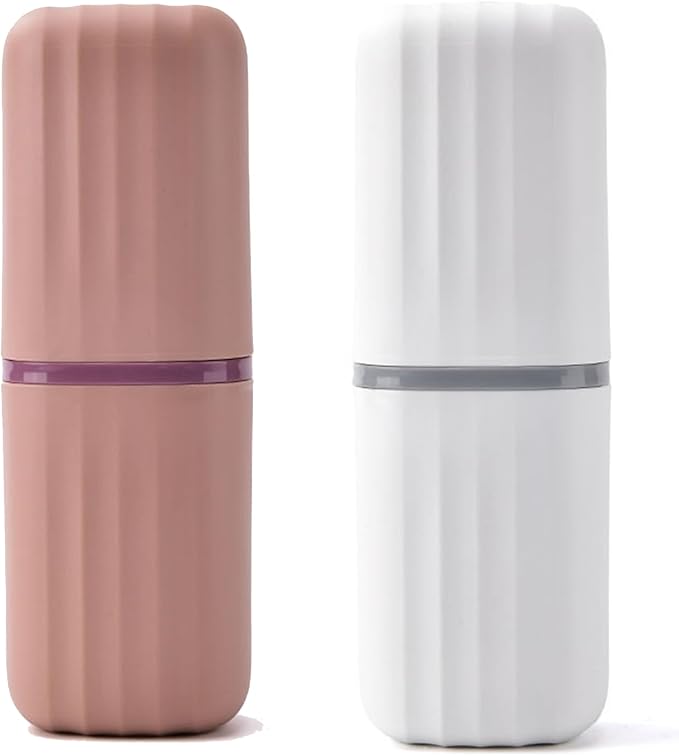 2pcs Toothbrush Travel Case, Travel Toothbrush Cup Case Toothbrush Holder Toothpaste Storage Box Multifunctional Large Capacity for Traveling, Camping, Trip