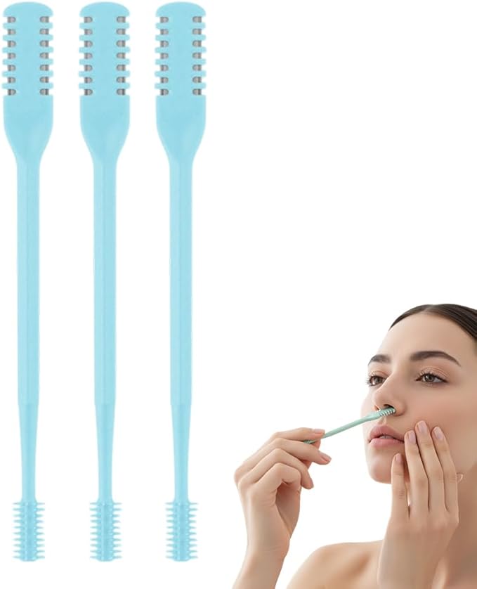 Nasal Hair Cutter for Women Men, 2026 Upgraded 2 in 1 Nose Hair Trimmer & Remover, Portable Travel Essentials Painless & Safe Grooming Tool for Daily Use (Blue, 3 Pcs)