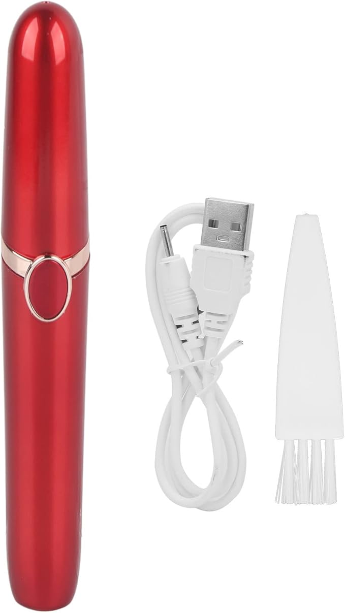 Horoper Eyebrow Facial Trimmer, Painless USB Eyebrow Trimmer Women Electric Face Eyebrow Hair Removal Machine, for Face Lip Chin (Red)
