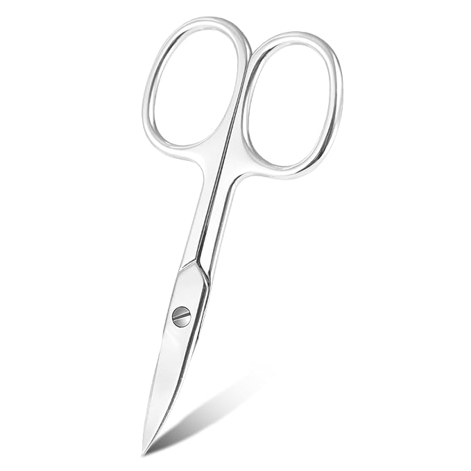 Small Multifunctional Eyebrow Scissors for Women, Mustache Scissors and Nose Hair Scissor for Men, Curved Grooming Scissors for Eyebrow, Mustache, Beard, Eyelashes - Premium Stainless Steel Quality