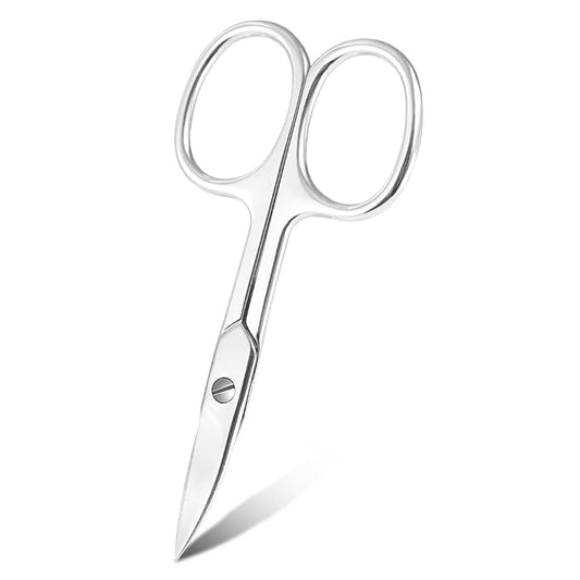 Small Multifunctional Eyebrow Scissors for Women, Mustache Scissors and Nose Hair Scissor for Men, Curved Grooming Scissors for Eyebrow, Mustache, Beard, Eyelashes - Premium Stainless Steel Quality