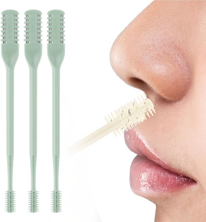 Nasal Hair Cutter, Manual 360° Rotating Nose Hair Trimmer Removal Razors with Ear Picker,2 in 1 Double Sided Nose Hairs Knife Portable Removal Tool for Women Men (A-Mint Green/3pcs)
