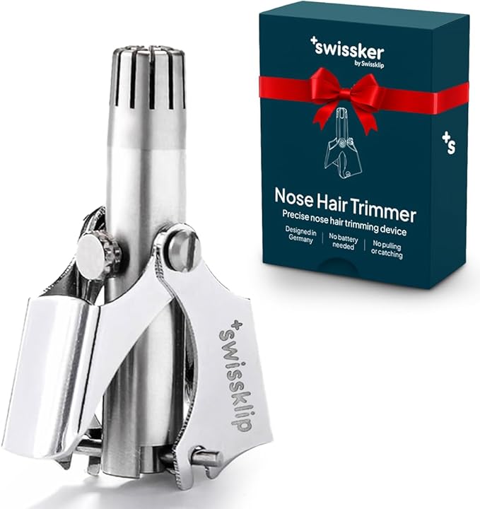 Swissklip Swissker Human Power Nose Hair Trimmer for Men | Manual Nose Hair Trimmer for Women I Stainless Steel Ear Hair Remover for Men & Women I Easy to Use Ear Hair Trimmers