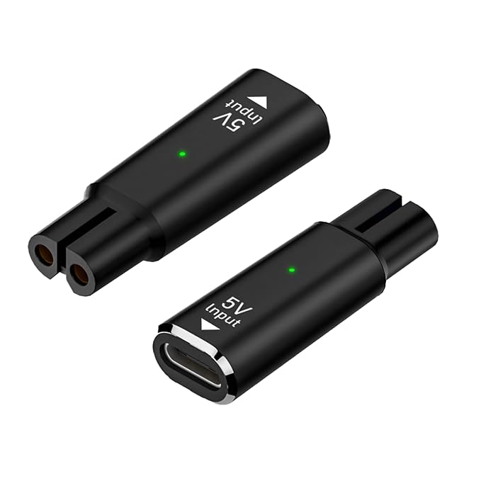 2 PCS 5V USB C Shaver Charger Adapter Compatible with Philips Norelco OneBlade QP2724 QP2834 QP4530 QP1924 QP1324 MG7910 MG9510 S5880 X3001 X5006 Series, Portable Type-C Shaver Charger Plug for Travel