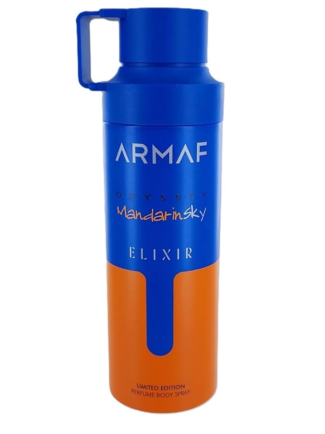 Armaf Odyssey Mandarin Sky Elixer – Citrus, Spicy, Gourmand, Woody – Perfume Body Spray for Men, 6.8 oz / 200 ml