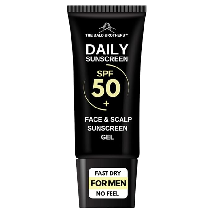 Bald Head Care for Men | Everyday Face & Scalp Care | Matte, No Grease, Vegan | Daily Scalp Sunscreen Fragrance Free - SPF 50+