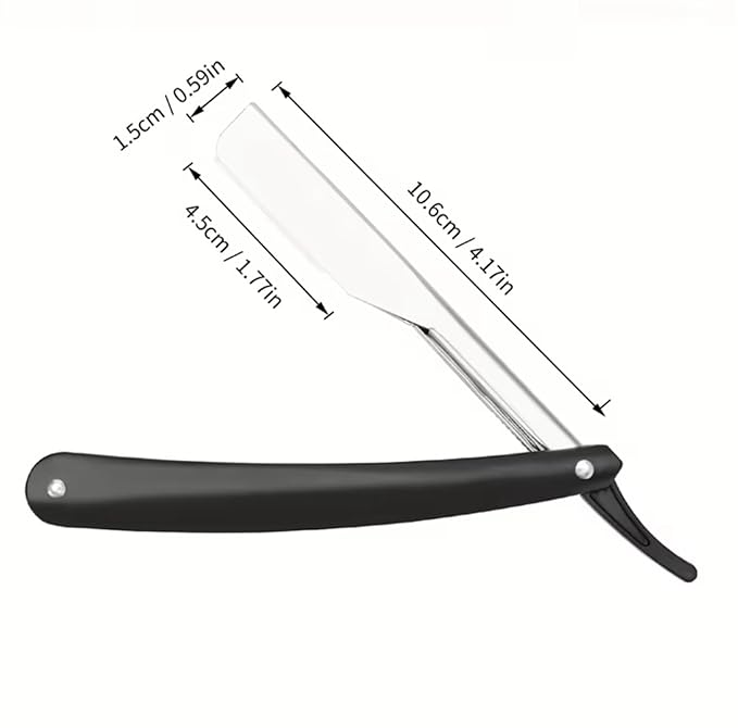 UM Supplies Straight Razors for Men – Professional Barber Straight Edge Razor Kit with 10 Replaceable Insert Single Edge Blades - Navajas Para Barbero (Black Slideout)