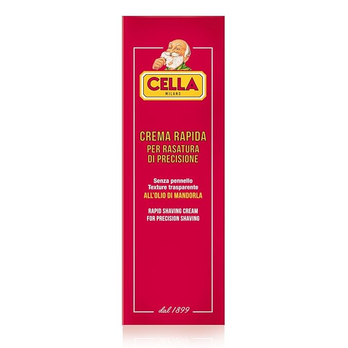 CELLA MILANO, Brushless Fast Shaving Cream for Precision Shaving, Transparent, Delivers for a Smooth Shave, Great for Prrecision Edging of Beards, Sideburns and Moustaches, 5.2 oz, Made in Italy