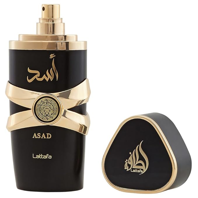 Lattafa Perfumes Asad for Unisex Eau de Parfum Spray, 3.4 Ounce / 100 ml with Elegant Velvet Pouch and 3 Refillable Atomizer Spray Bottles
