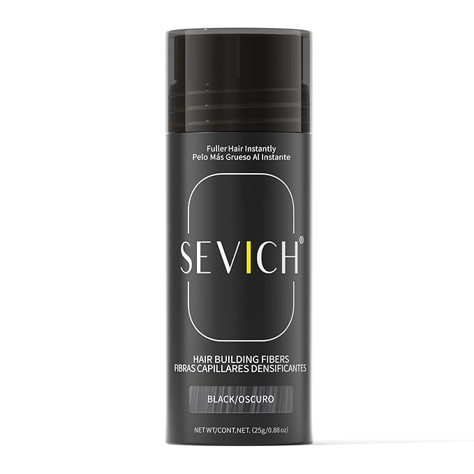 SEVICH Hair Building Fibers - Instant Hair Thickener for Thinning Hair Loss, Natural Keratin Powder for Men Women, Black 25g/0.88oz