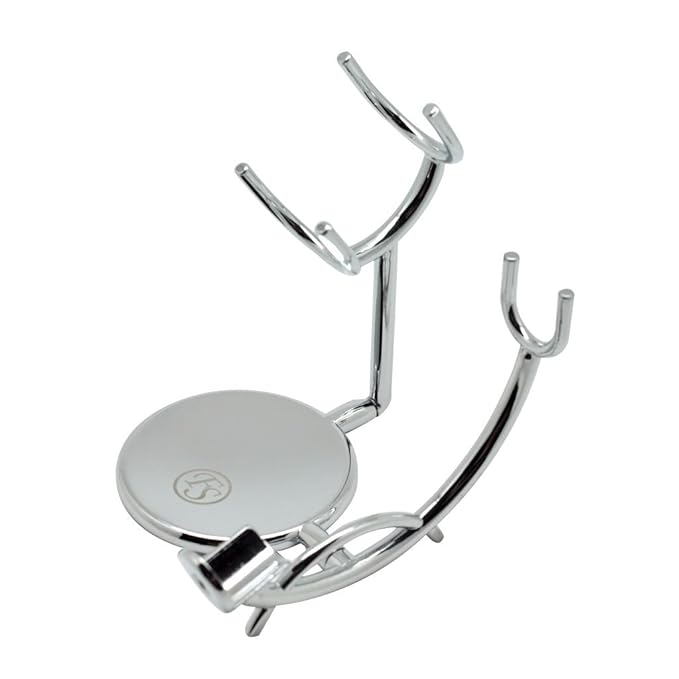 Anti Slip Chrome Metal Razor and Shaving Brush Stand Holder