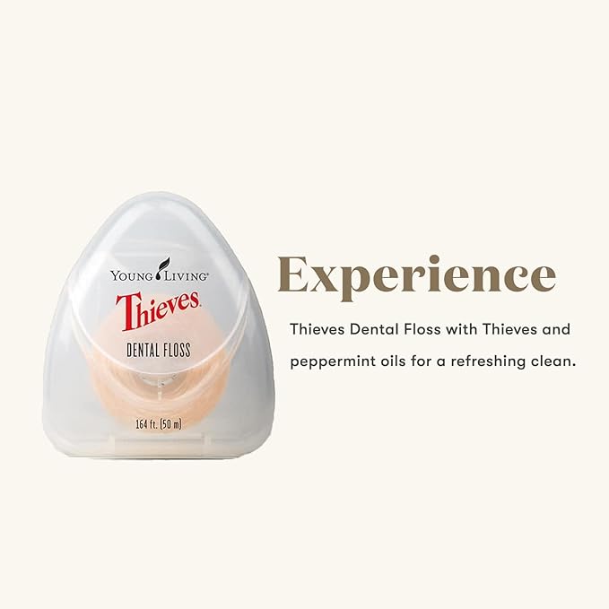 Young Living Thieves Dental Floss | 164 ft | Infused with Thieves Essential Oil Blend | Natural Waxed Floss for Daily Oral Hygiene, Fresh Breath, and a Naturally Clean Feeling (Pack of 2)
