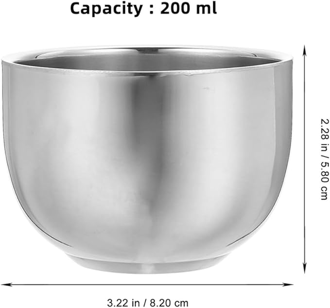 TEHAUX 2pcs 200ml Stainless Steel Metal Shaving Soap Bowl Double Layer Shaving Lather Container for Men Wet Shave Bathroom Accessories