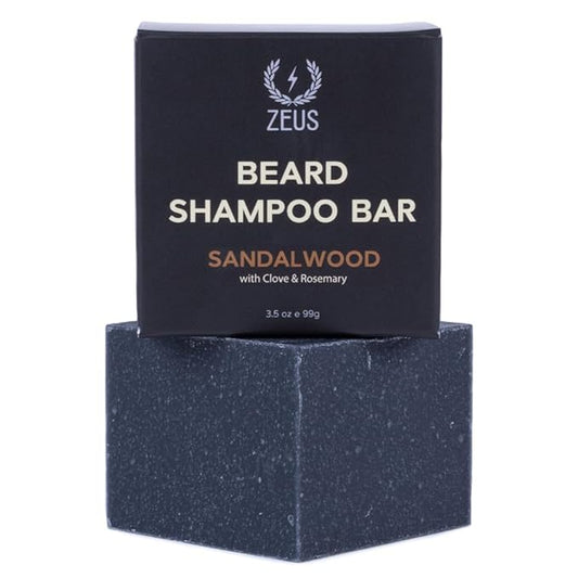 ZEUS Beard Wash Bar for Men, All-Natural Hydrating Shampoo, Skin-Clarifying Soap & Beard Care Cleanser with Natural Ingredients, Anti-Itch & Gentle on Skin (Made in USA) Sandalwood