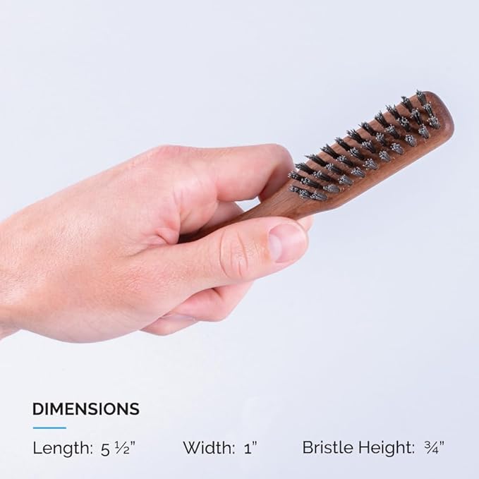 ZEUS Boar Bristle Beard & Mustache Handled Brush for Men, Soft Bristles, Travel Beard Care Brush with Handle (Made in Germany) J92