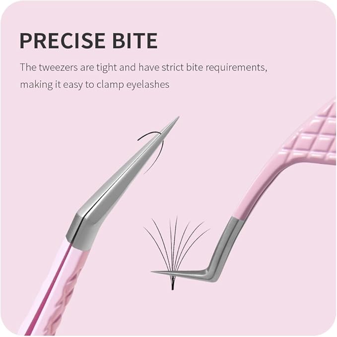 Eyelash Extension Tweezers,Fiber Tip Grip Boot Volume Lash Tweezers,Professional Pointed Lash Extension Tweezers for Easy Lash Application and Removal(2Pcs-F01/02)