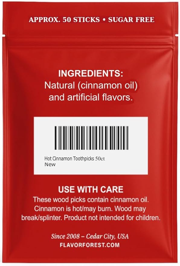 Cinnamon Toothpicks Woody Red's Flavored Hot Picks - 10 Packs