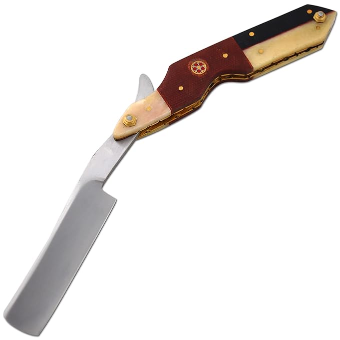Straight Razor | Straight Edge-Razor Red Wood & Bone Handle- Sharp | High Hardness Stainless Steel Cutthroat Straight Edge Blade | Barber Razor (216)