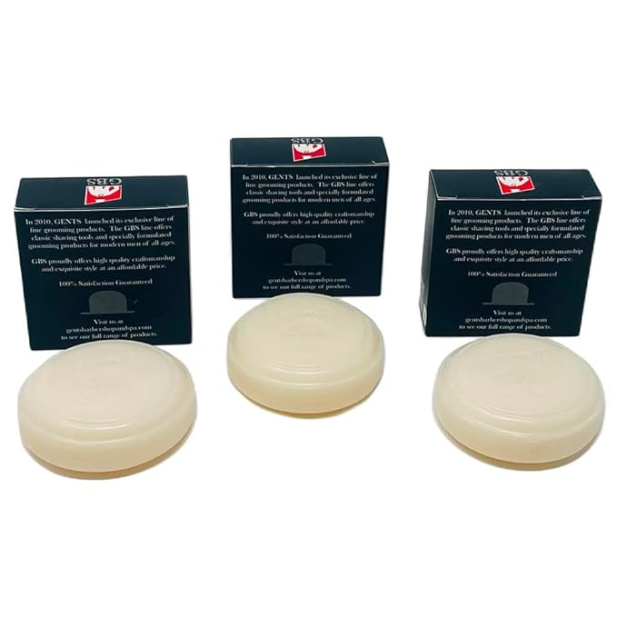 G.B.S Men's Shaving Soap 97 Percent All Natural Enriched with Shea Butter and Glycerin, 3-Ounce, Each Pack of 3
