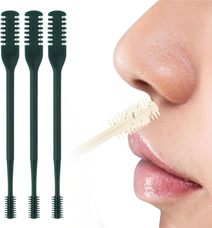 Nasal Hair Cutter, Manual 360° Rotating Nose Hair Trimmer Removal Razors with Ear Picker,2 in 1 Double Sided Nose Hairs Knife Portable Removal Tool for Women Men (A-Dark Green/3pcs)