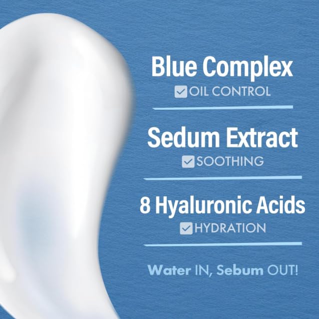 DASHU Blue Sedum Moist All-in One | Hydrating Moisturizer Face Cream 8 Types of Hyaluronic Acids | Gentle Face Moisturizer 5.07 fl oz