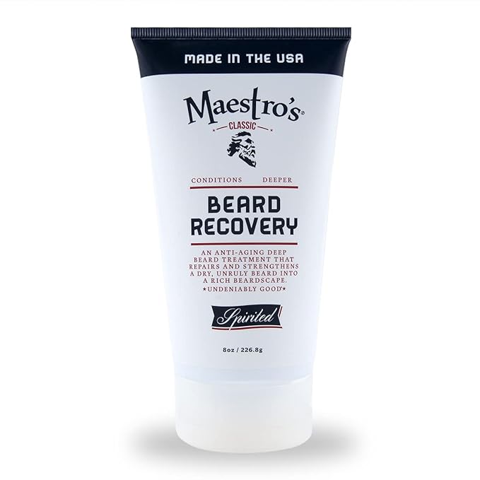 Maestro's Classic Beard Recovery Tube – Spirited Blend Moisturizer & Conditioner for Men | Hydrates, Softens & Revives | For All Hair Types & Daily Care, 8 oz