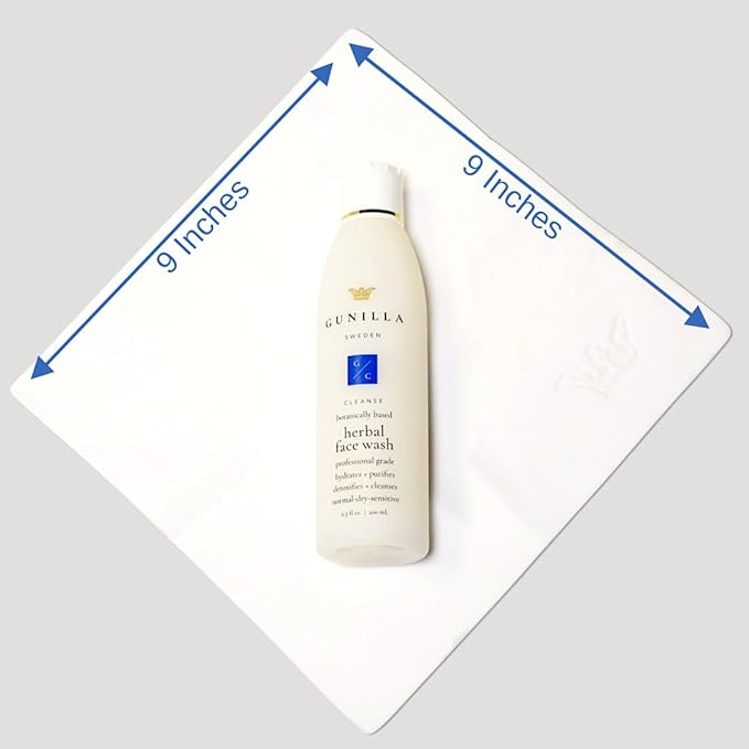 Gunilla Facial Cloth Super Shammy Professional, Ultra Soft, Gentle Face Cleansing, Makeup Removal, All Skin Types, Reusable, Ideal for Adults & Infants & Sensitive Skin - 9 x 9 Inches